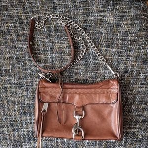 Rebecca Minkhoff tan & silver MAC crossbody purse